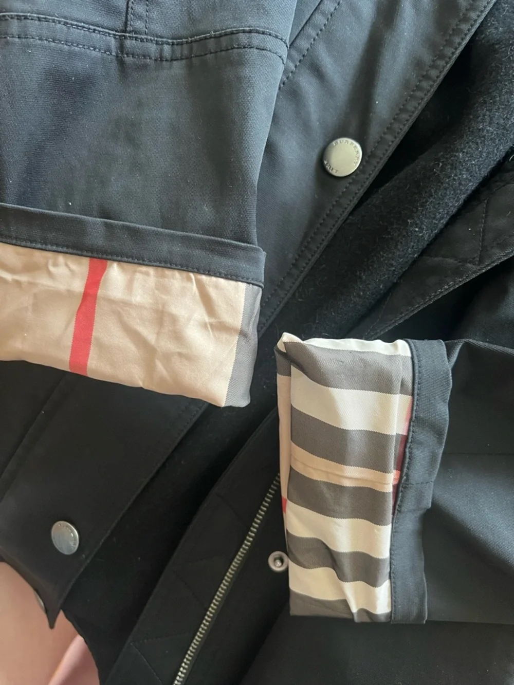 Burberry Brit Black Trench Coat with Signature Check Lining - Picture 3 of 9